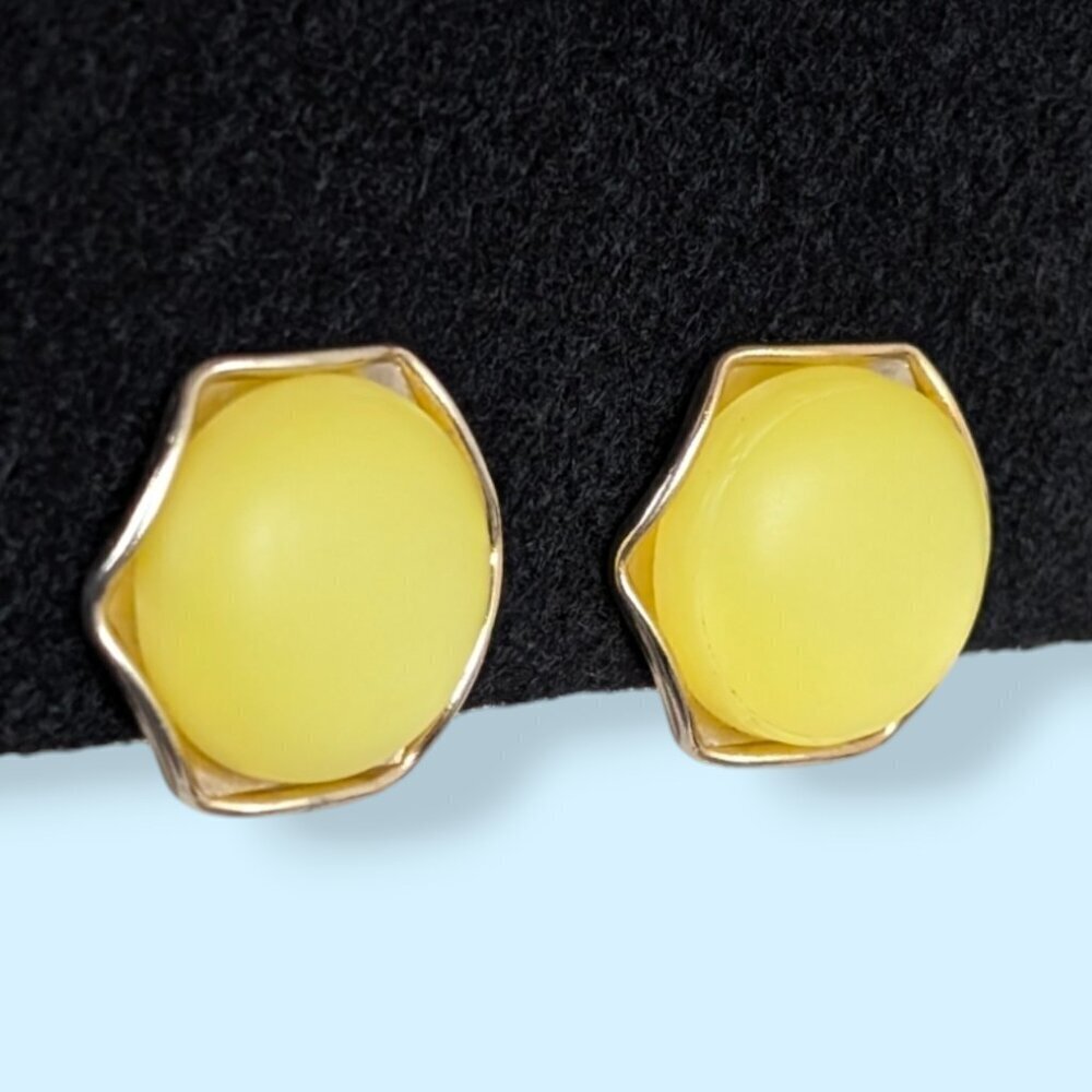 Vintage Triad Geometric Yellow Earrings